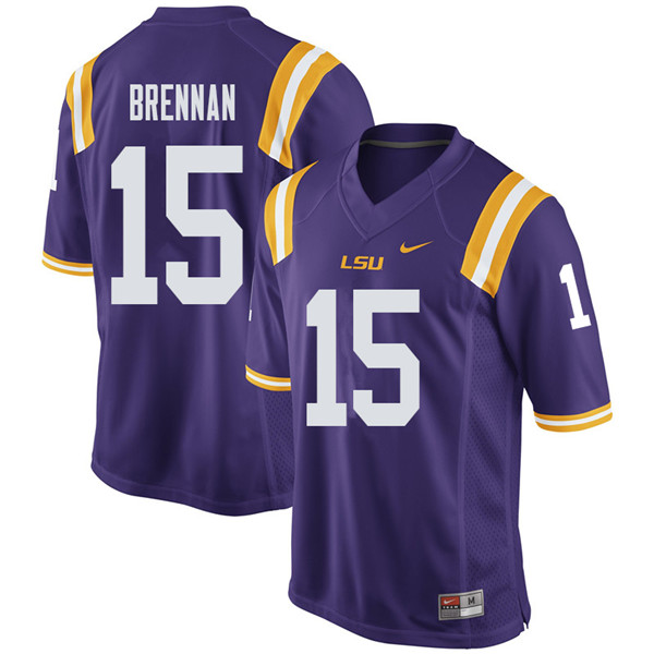 Men #15 Myles Brennan LSU Tigers College Football Jerseys Sale-Purple - Click Image to Close